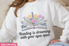 Reading is dreaming with PNG, Reading Book Sublimation PNG Product Image 3