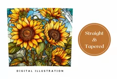 Stained Glass Sunflowers Tumbler Wrap, Sunflowers PNG Product Image 3