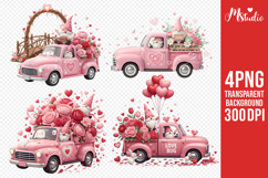Valentine Gnome Truck PNG Pink Love Pickup Clipart Product Image 1