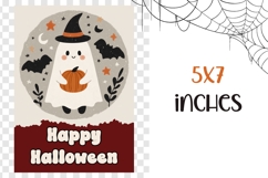 Happy Halloween Greeting Card, Cartoon Ghost Card Design Product Image 3