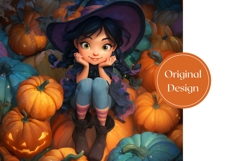 3D Halloween Witch Tumbler, Colorful Pumpkins Halloween PNG Product Image 3