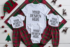 Christmas Family Matching Group Flat Lay T-Shirt Mockups Product Image 1