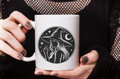Witch Circle Portrait SVG Cut File| Halloween PNG Clipart Product Image 2