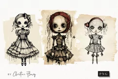 Vintage Goth Dolls Clipart | Vintage Gothic PNG Product Image 1