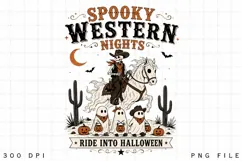 Spooky Western Nights Ride Into Halloween PNG Sublimation Product Image 4