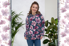 watercolor flowers with leaves on dark blue Denim background Product Image 2