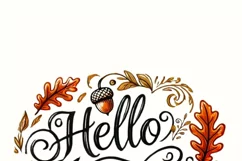 Hello Autumn Digital Print, Cozy Fall Vibes PNG, Vintage Product Image 2