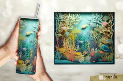 seamless 3D underwater tumbler sublimation design png Product Image 2