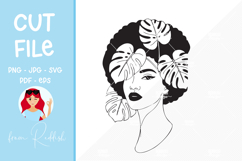 Woman portrait with flowers silhouette,cut file, T-shirt SVG Product Image 1