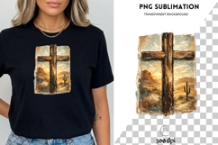 Rustic Cross PNG | Western Christian Sublimation Design Product Image 1