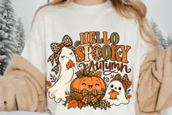 Hello Spooky Autumn PNG, Cute Ghost and Pumpkin Fall Product Image 2