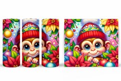 Christmas Monkey Tumbler. Christmas Tumbler Sublimation Product Image 2