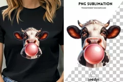 Cow Bubble Gum Art: Transparent PNG Digital Download Product Image 1