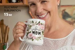 Mother's Day Watercolor Pink Roses Mug Wrap Sublimation Product Image 1