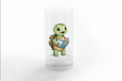 Cute Turtle Reading a Book with Backpack Watercolor PNG Product Image 3