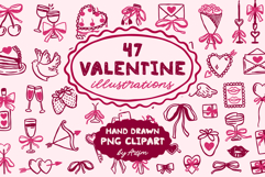 47 Whimsical Valentine Illustrations PNG Product Image 1