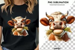 Digital funny cow PNG designs for card making and crafting Product Image 1