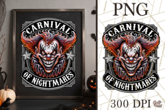 Carnival Of Nightmares Evil Clown Halloween Sign PNG Graphic Product Image 1