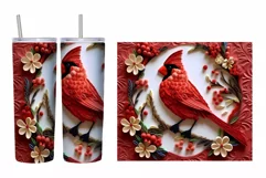 3D Cardinal Tumbler Wrap. Cardinal Quilling Tumbler Wrap Product Image 2