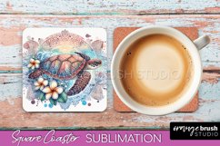 Sea Animals Coaster Sublimation, Beach Square Coaster Bundle Product Image 3
