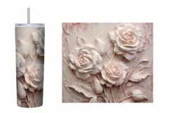 3D Rose Plaster Tumbler Sublimation. 3D Flowers Tumbler Wrap Product Image 2