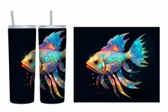 3D Fish Tumbler Wrap. 3D Rainbow Fish Tumbler Sublimation Product Image 2