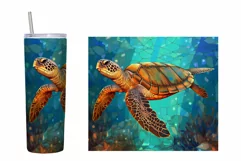 3D Turtle Tumbler Sublimation. 3D Turtle Tumbler Wrap Design Product Image 2
