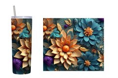 3D Flowers Tumbler Sublimation. Flowers Tumbler Wrap Design Product Image 2