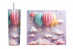 3D Balloons Tumbler Wrap. 3D Clouds Tumbler Sublimation Product Image 2