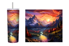Mountains Tumbler Wrap Sublimation. Sunset Tumbler Design Product Image 2