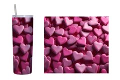3D Hearts Tumbler Sublimation. 3D Hearts Tumbler Wrap Design Product Image 2
