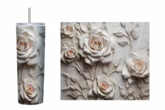 3D Rose Plaster Tumbler Sublimation. 3D Flowers Tumbler Wrap Product Image 2