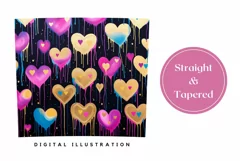 Glitter Hearts Tumbler Wrap, Valentine's Day Sublimation PNG Product Image 3