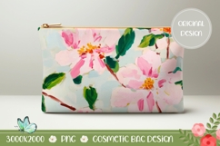 Pink Peony Cosmetic Bag, Floral Bag Design Product Image 1
