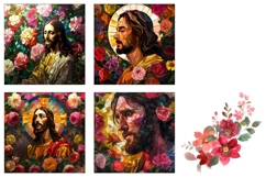 Stained Glass Square Coasters, Jesus Christ Square Coasters Product Image 3