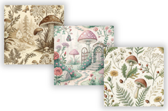 Cottagecore Mushroom Toile Digital Paper, Seamless Woodland Product Image 3
