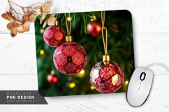 Glittering Red And Green Baubles Mouse Pad PNG Design Product Image 1