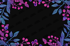 Neon Botanical Frame Glow Floral Border Background Art Product Image 1