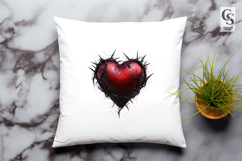 Dark Thorn Red Heart Clipart Sublimation PNG Product Image 3