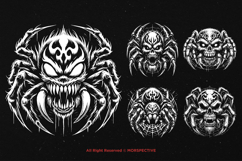 10 Bundle Dark Art Scary Spider Skull insect Tattoo Clipart Product Image 5
