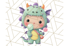Kawaii Halloween Clipart Cute Kids and Candy Elements Png Product Image 3