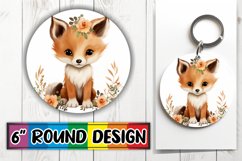 Artistic Boho Animal and Flower Circle Keychain Product Image 1