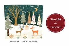 Christmas Tumbler Wrap, Christmas Forest Tumbler, Deer PNG Product Image 3
