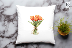 Orange Tulip Bouquet Clipart Sublimation PNG Product Image 3