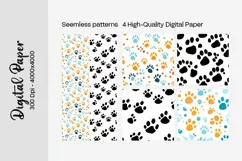Dog Paw Digital Paper Seamless Scrapbook Paper Product Image 2