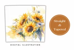 Watercolor Flowers Tumbler Design, Sunlowers Sublimation PNG Product Image 3