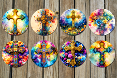 Christian Cross flowers | car coaster &amp; key chain design Product Image 3