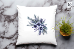 Purple Winter Floral Pine Branch Clipart Sublimation PNG Product Image 3