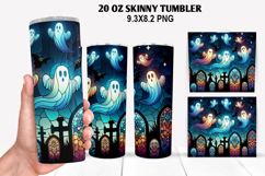 Ghost Skinny Tumbler 20oz Wrap Design, Halloween Tumbler Product Image 1