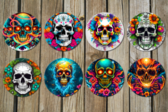 Skull and flowers | 8 Halloween Car coaster &amp; key chain Product Image 3